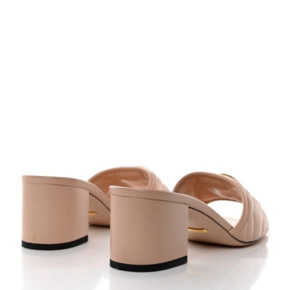 GUCCI 
Nappa Matelasse GG Marmont 55mm Slide Sandals Skin Rose 38 1/2 - Picture 3 of 16
